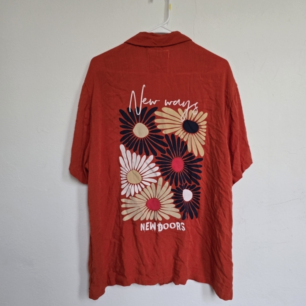 Denim & Flower Ricky Singh Orange Short Sleeve Floral Shirt XLarge "New Days"